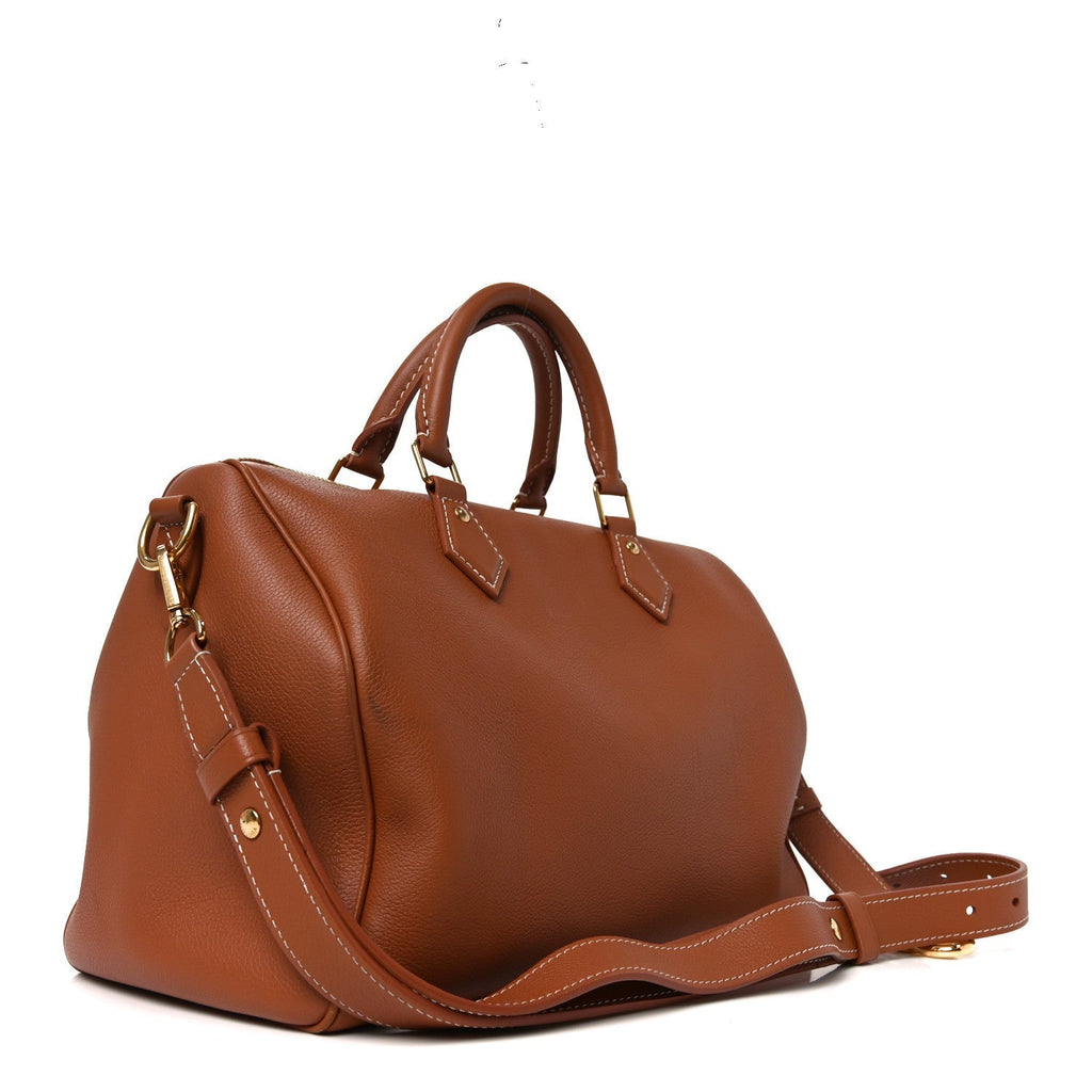 Grained Calfskin Low Key Speedy 30 Cognac