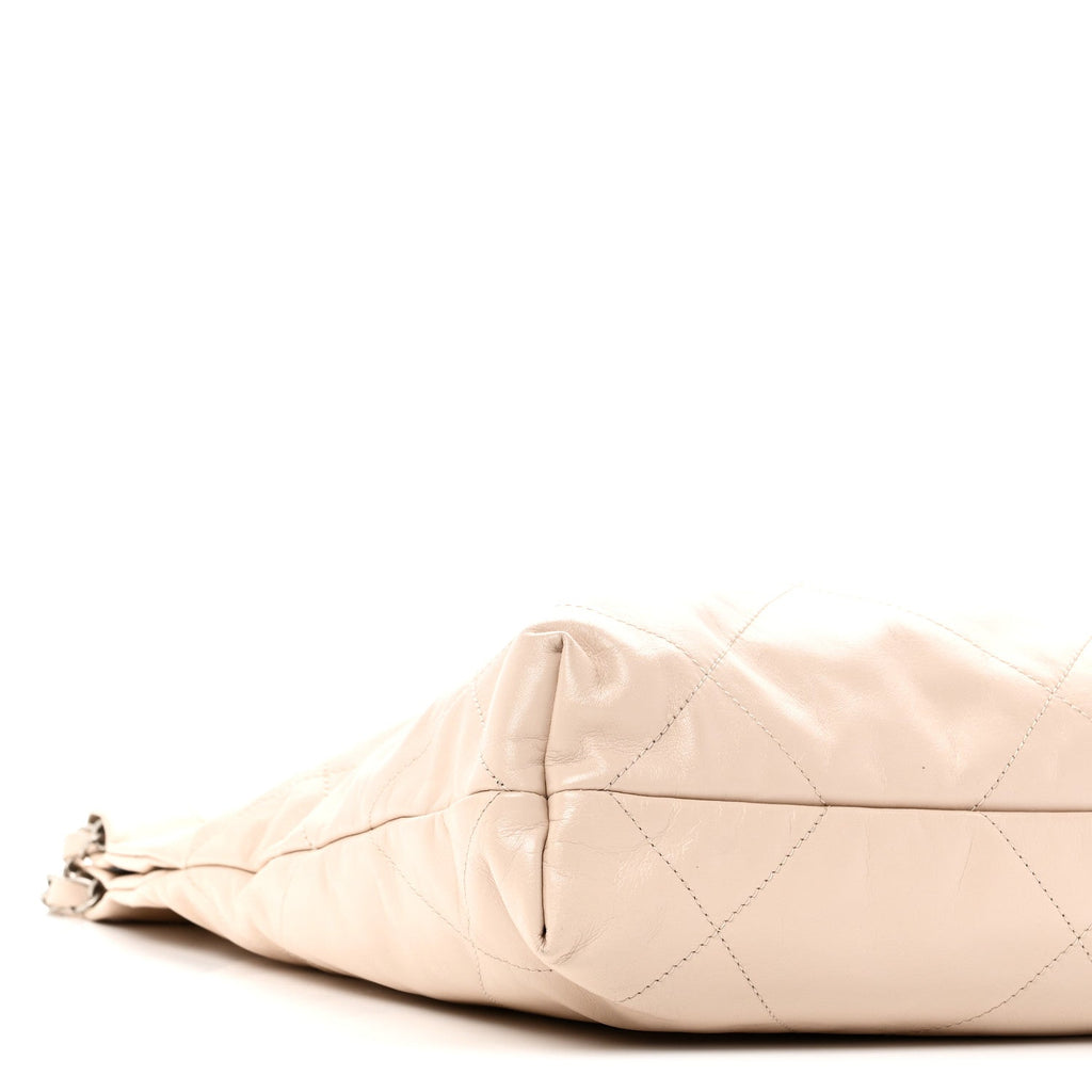 Shiny Calfskin Quilted Small Chanel 22 Ecru