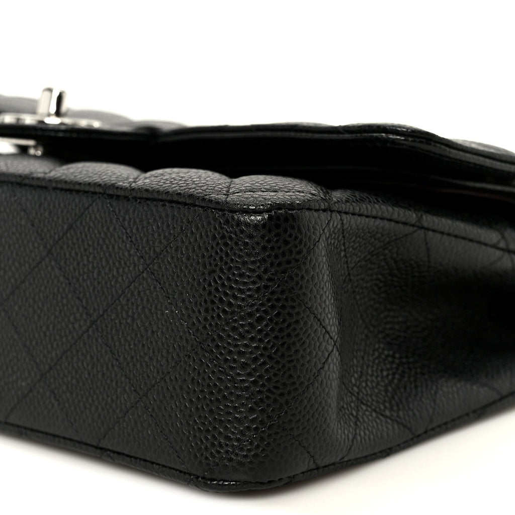 Caviar Quilted Medium Double Flap Black
