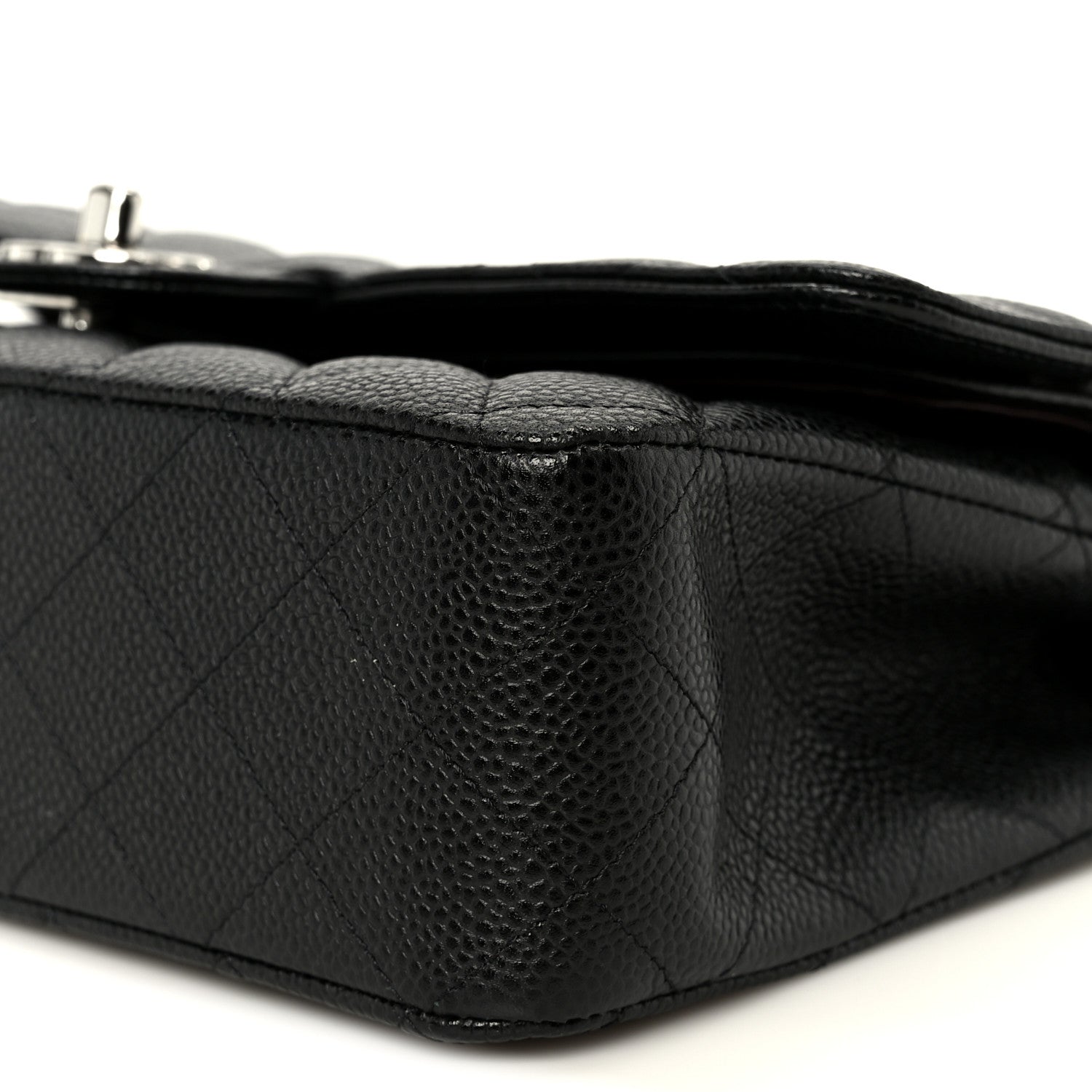 Caviar Quilted Medium Double Flap Black