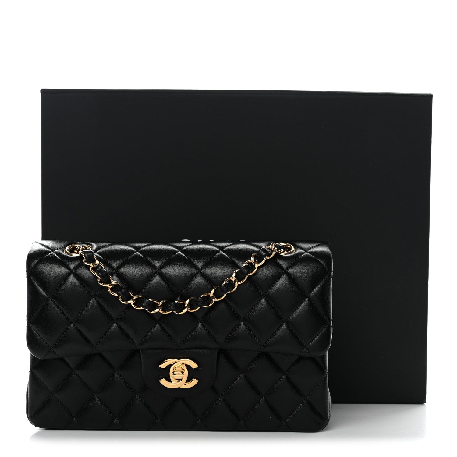 Lambskin Quilted Small Double Flap Black