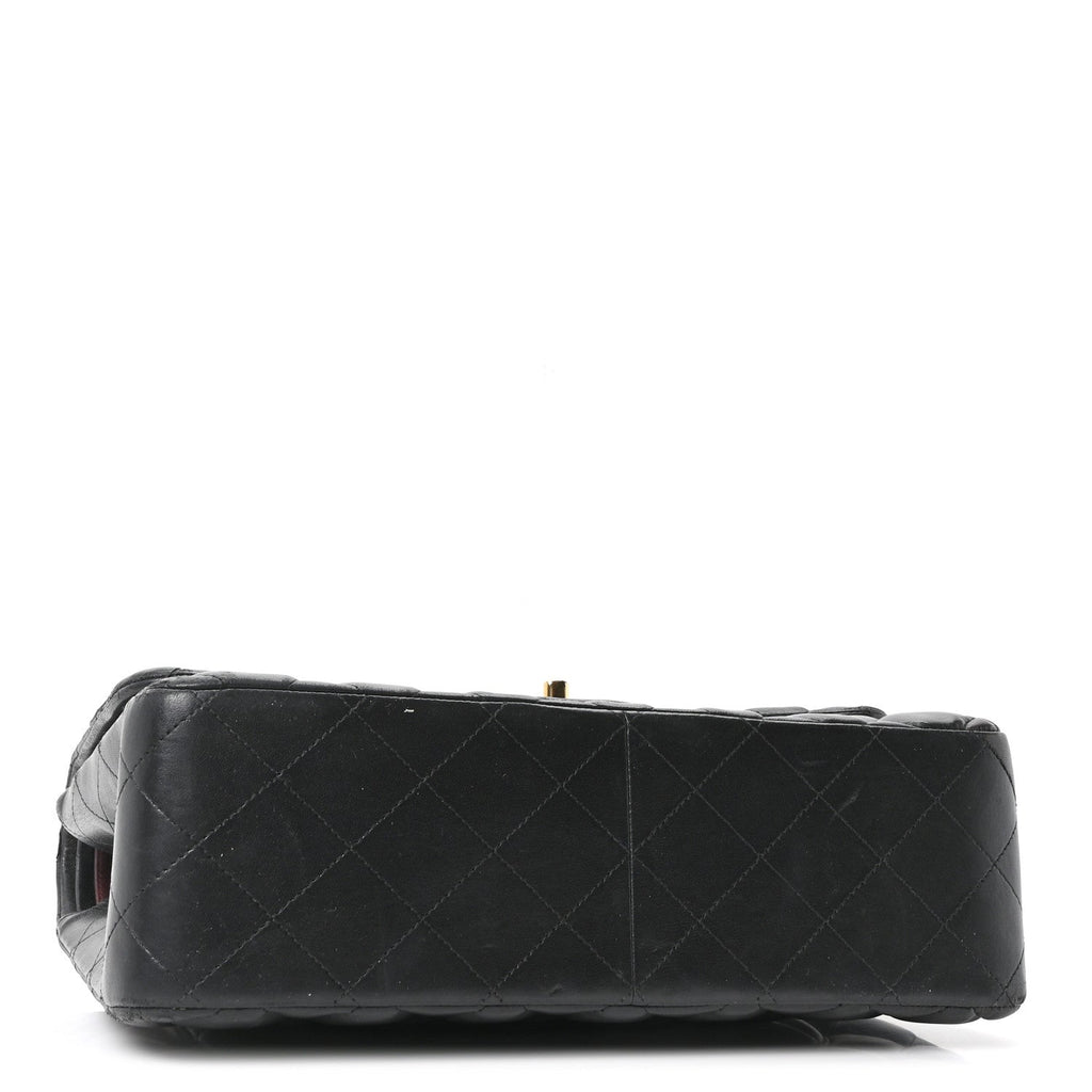 Lambskin Quilted Jumbo Double Flap Black