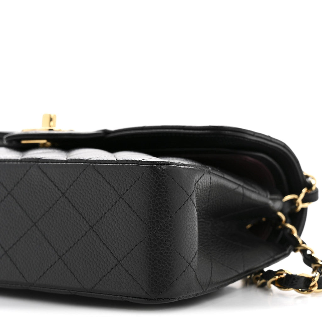 Caviar Quilted Small Double Flap Black