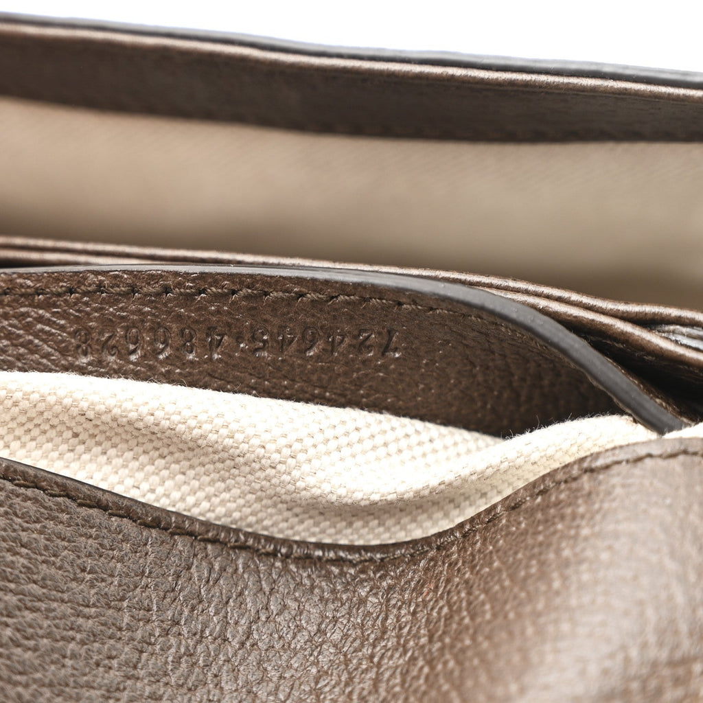 GG Supreme Monogram Textured Dollar Calfskin Mini Blondie Chain Shoulder Flap Bag Beige Ebony New Acero