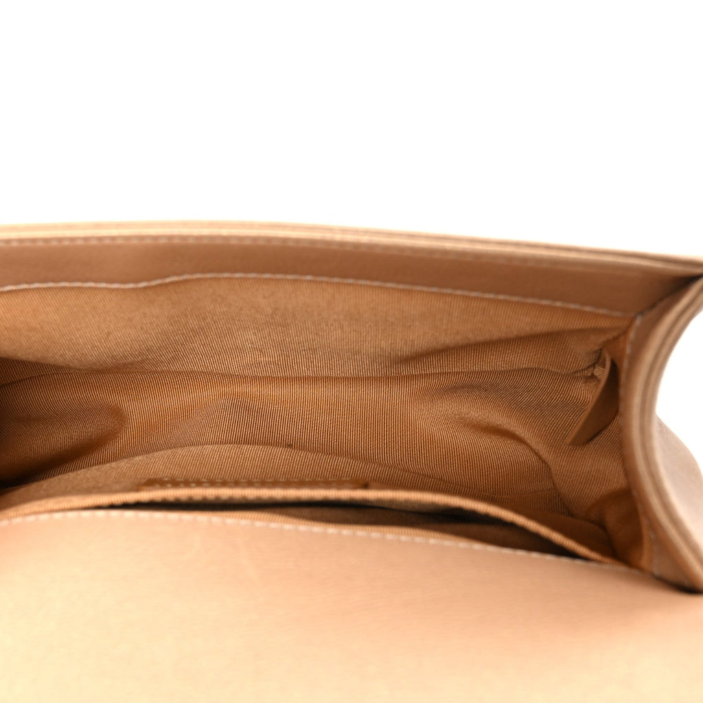 Pearl Calfskin Quilted Small Boy Flap Gold