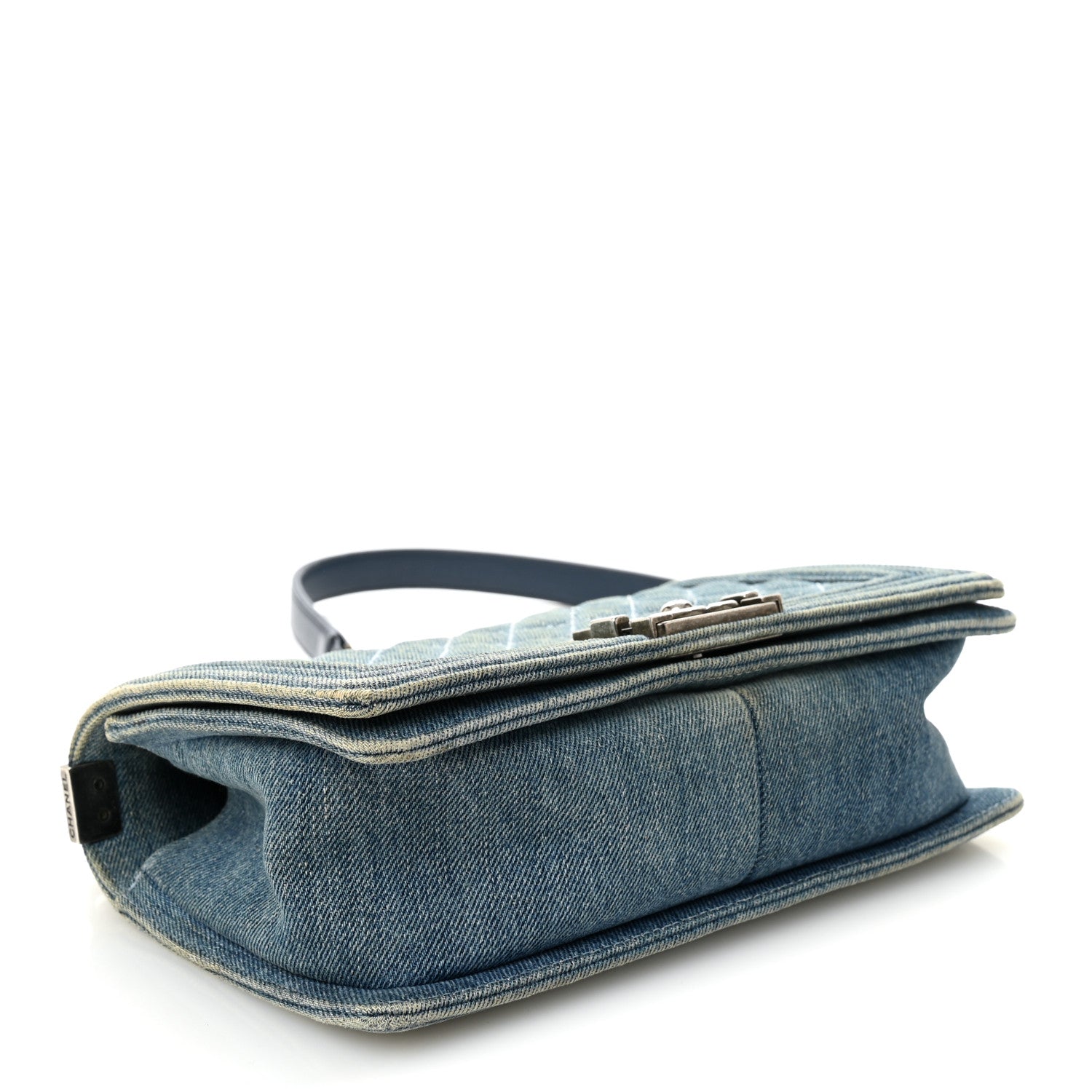 Denim Quilted Medium Boy Flap Blue