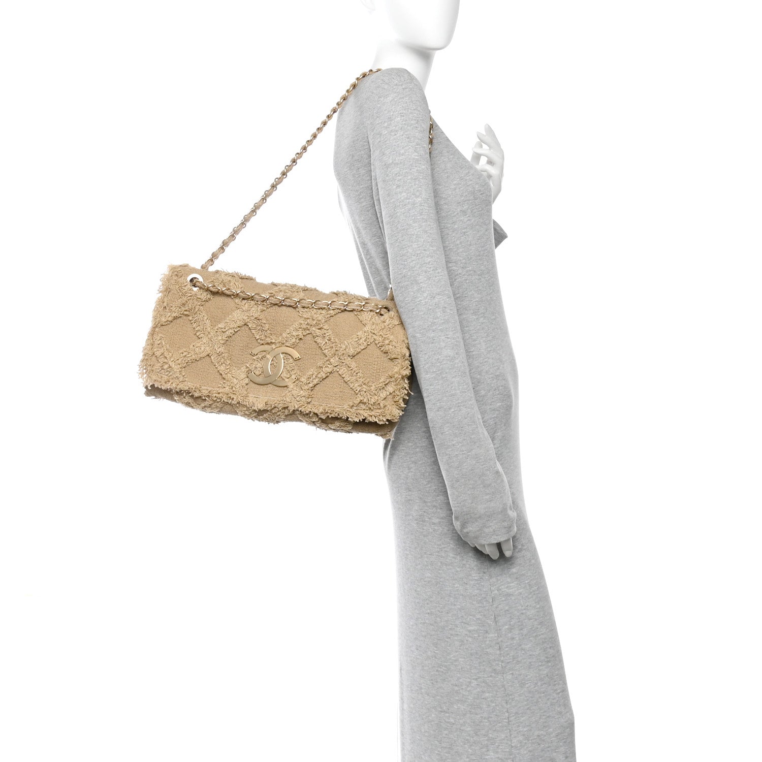 Tweed Nature Flap Dark Beige