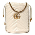 Calfskin Matelasse Mini GG Marmont 2.0 Bucket Bag White