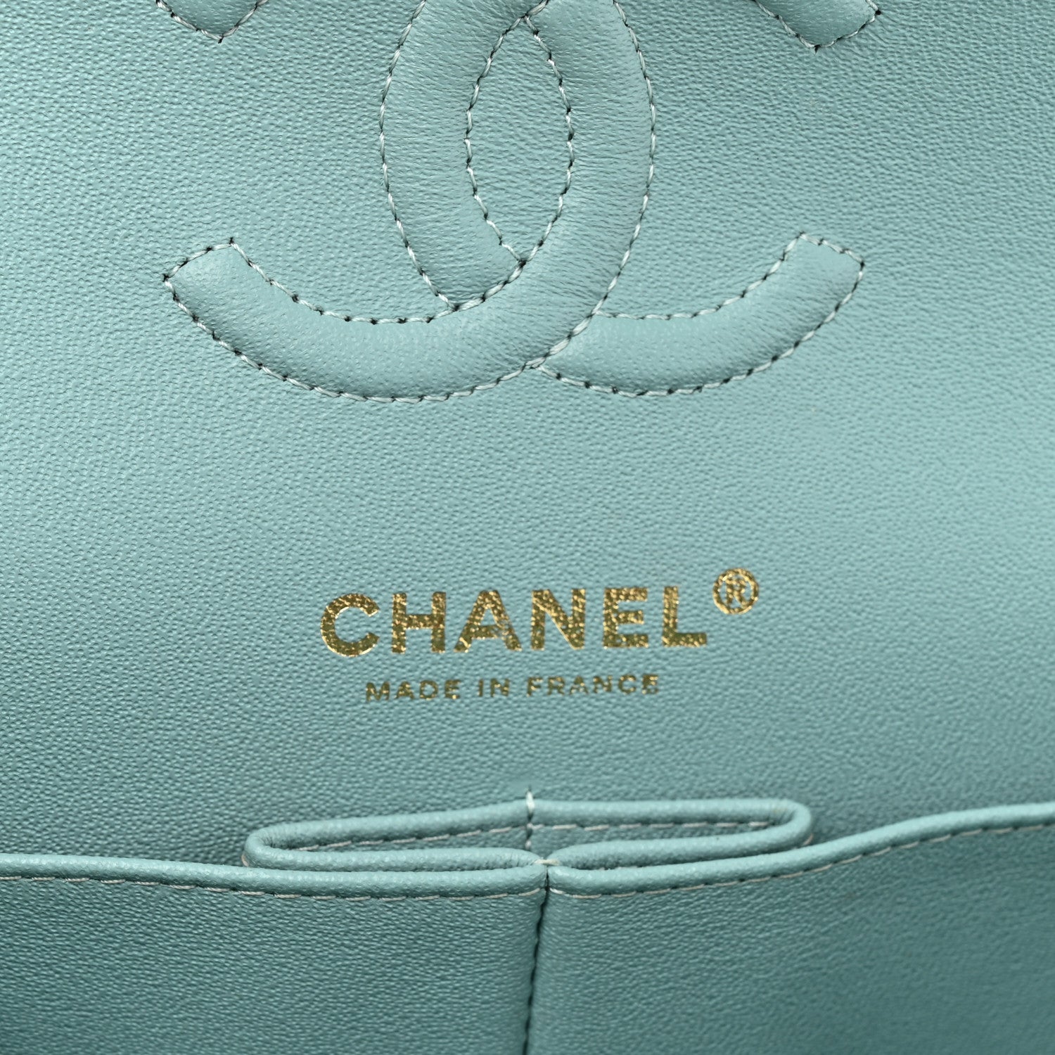 Caviar Quilted Small Double Flap Light Blue