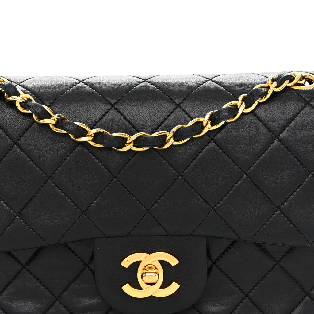Lambskin Quilted Small Double Flap Black