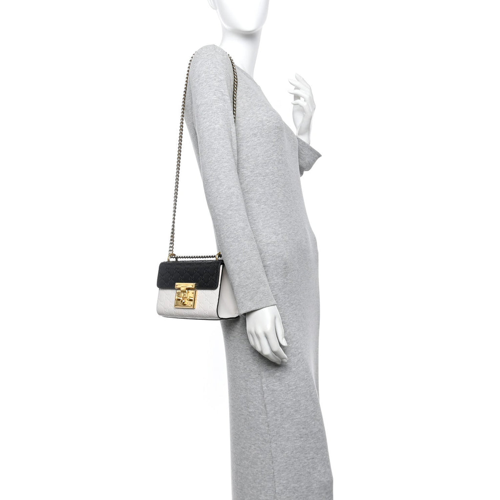 Guccissima Small Padlock Shoulder Bag Black White