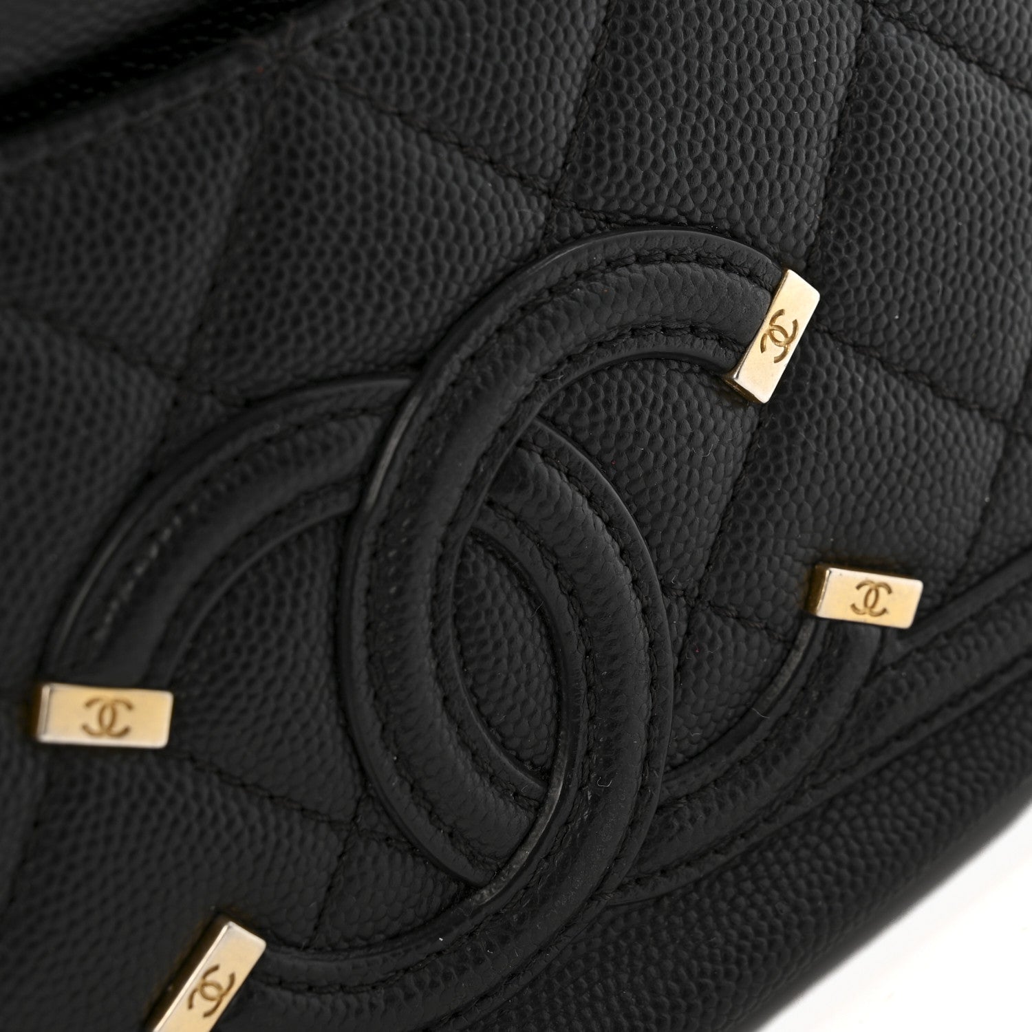 Caviar Quilted Filigree Waist Bag Black
