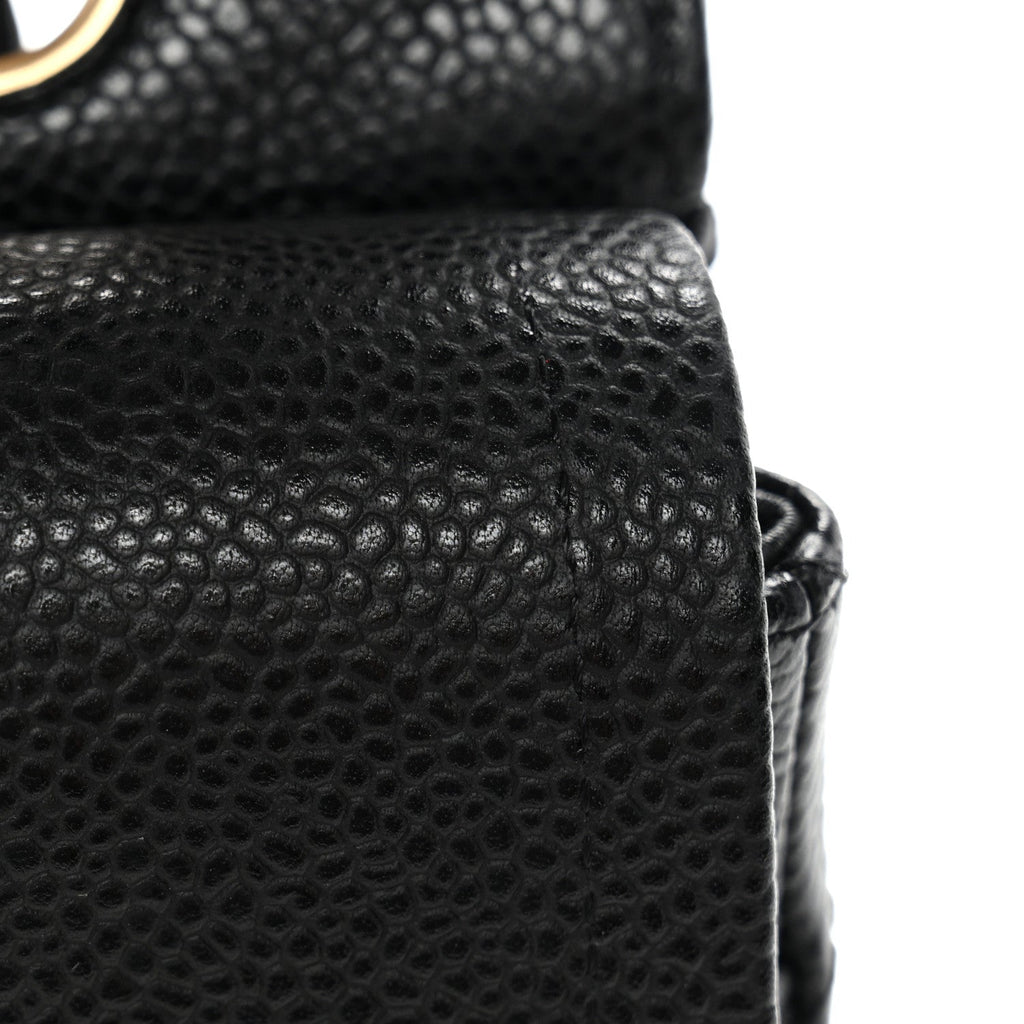 Caviar Quilted Medium Double Flap Black