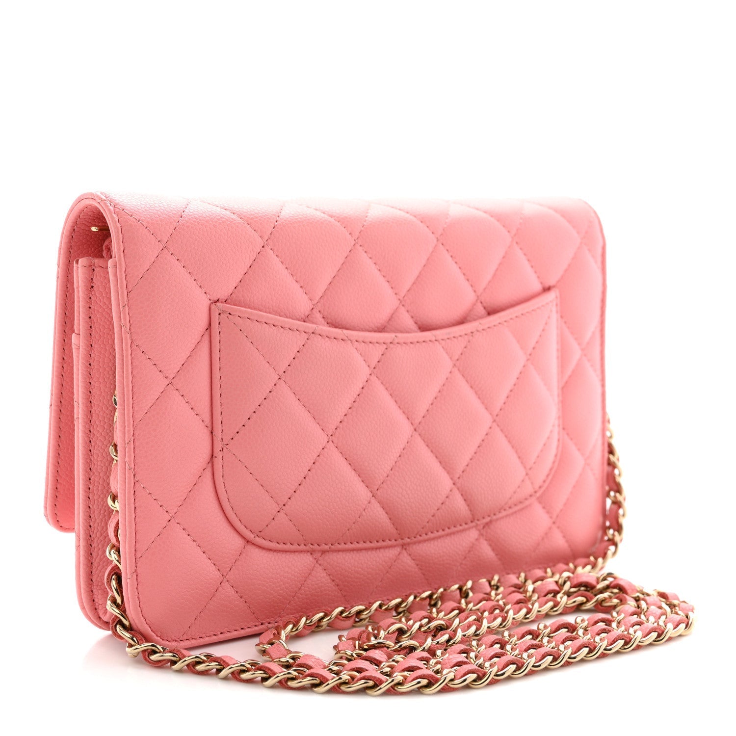 Caviar Quilted Wallet on Chain WOC Pink