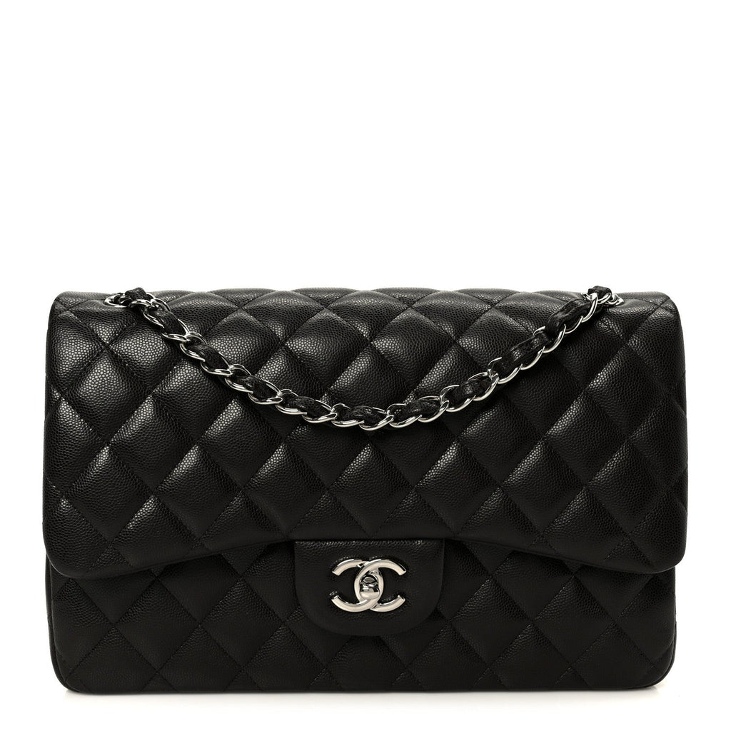Caviar Quilted Jumbo Double Flap Dark Brown