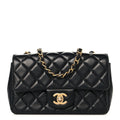 Lambskin Quilted Mini Rectangular Flap Black