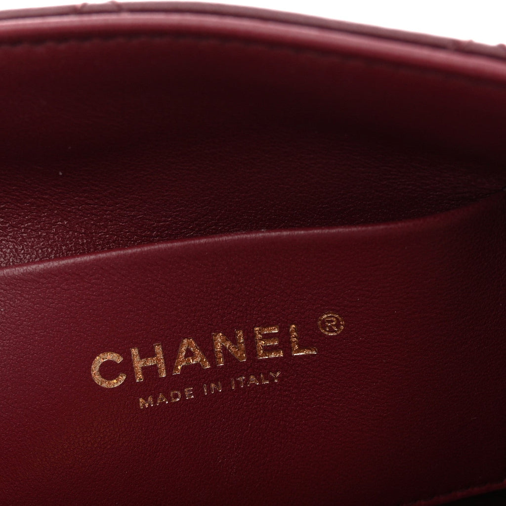 Lambskin Quilted Small Eyes On You Shopping Bag Dark Burgundy