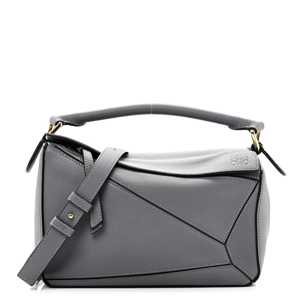 Soft Grained Calfskin Small Puzzle Bag Asphalt Grey