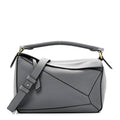 Soft Grained Calfskin Small Puzzle Bag Asphalt Grey