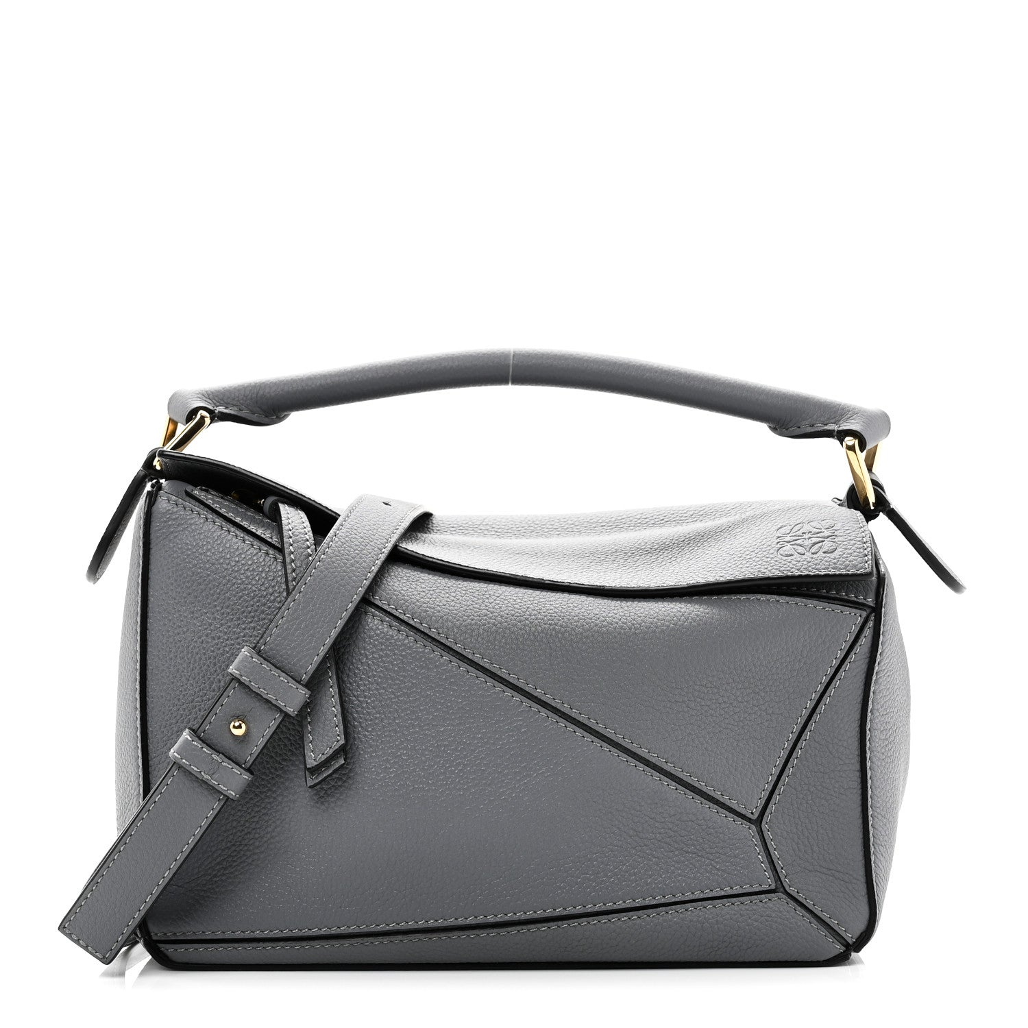 Soft Grained Calfskin Small Puzzle Bag Asphalt Grey