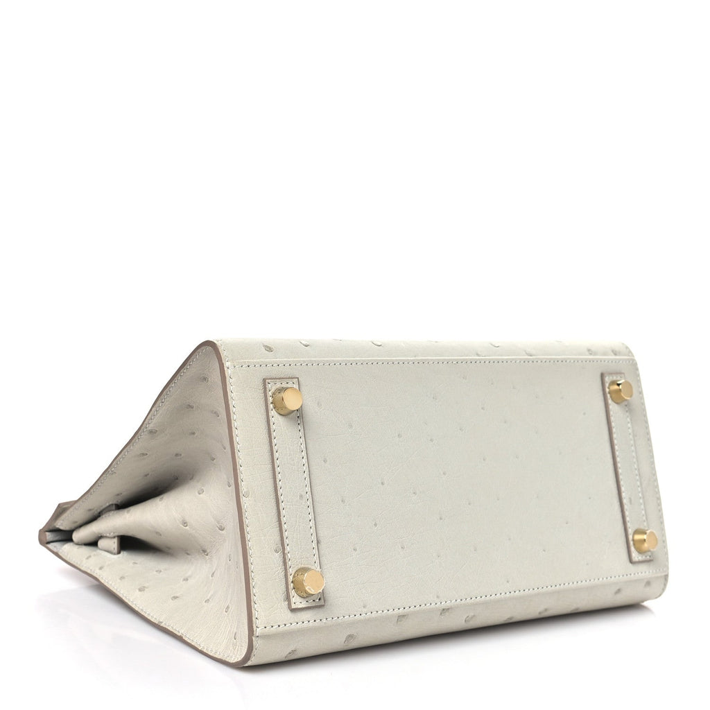 Ostrich Birkin Sellier 25 Gris Perle