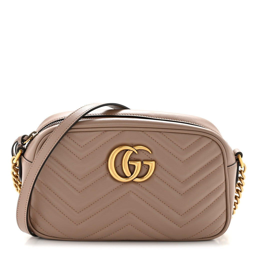 Calfskin Matelasse Small GG Marmont Chain Shoulder Bag Porcelain Rose