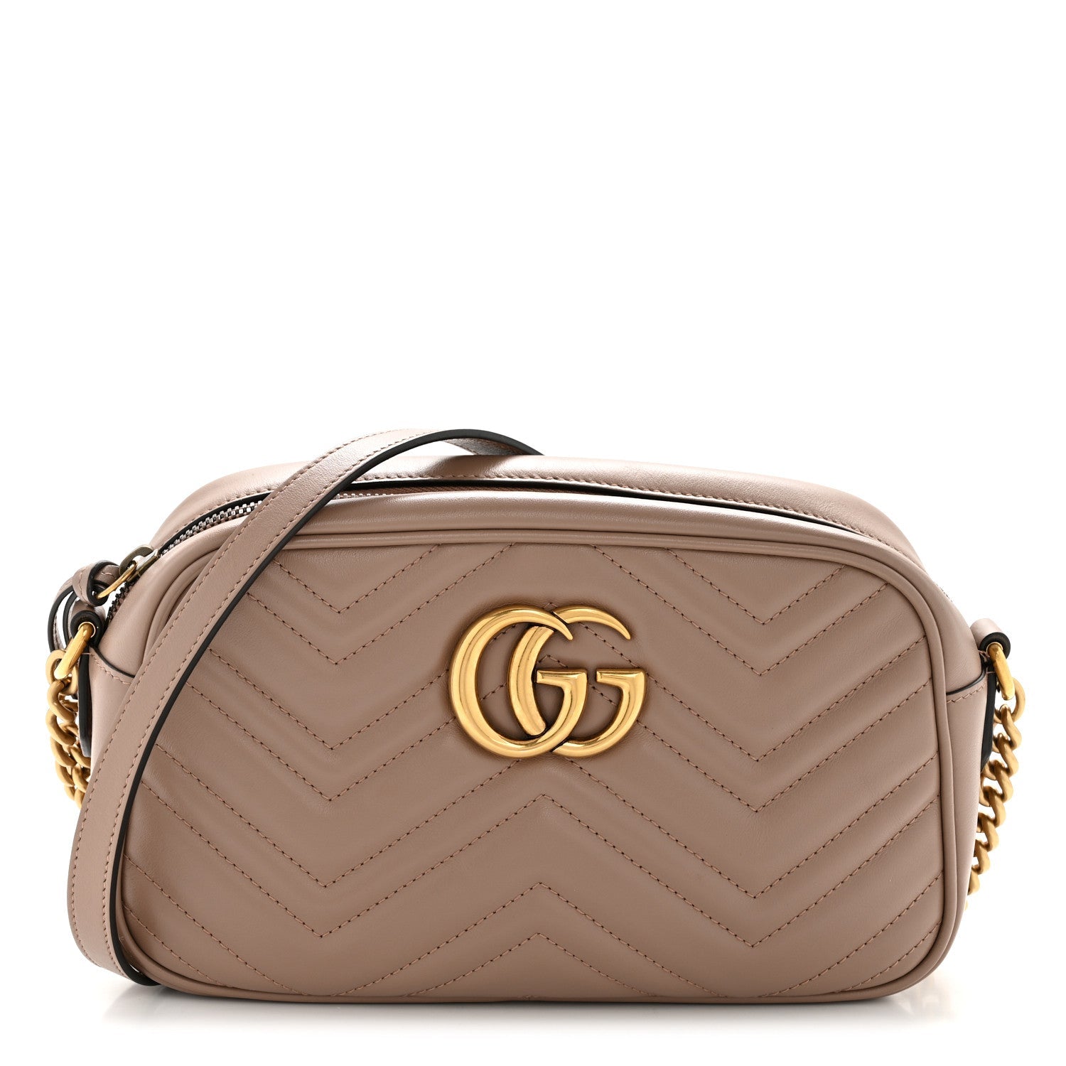 Calfskin Matelasse Small GG Marmont Chain Shoulder Bag Porcelain Rose