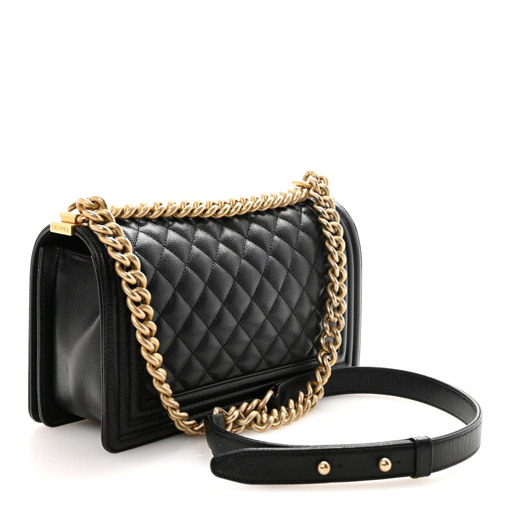 Caviar Quilted Medium Boy Flap Black