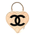 Patent Quilted CC Barbie Heart Vanity Case Beige