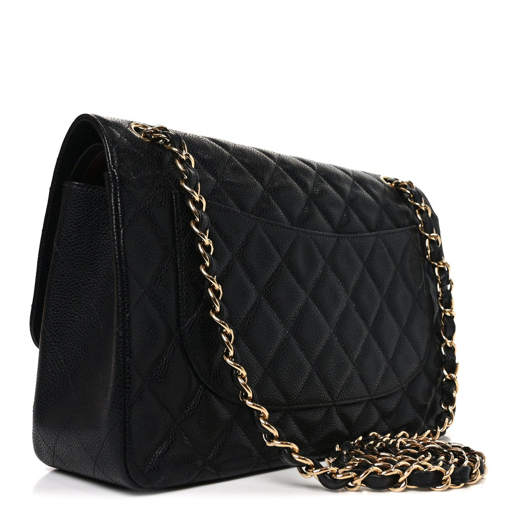 Caviar Quilted Jumbo Double Flap Black