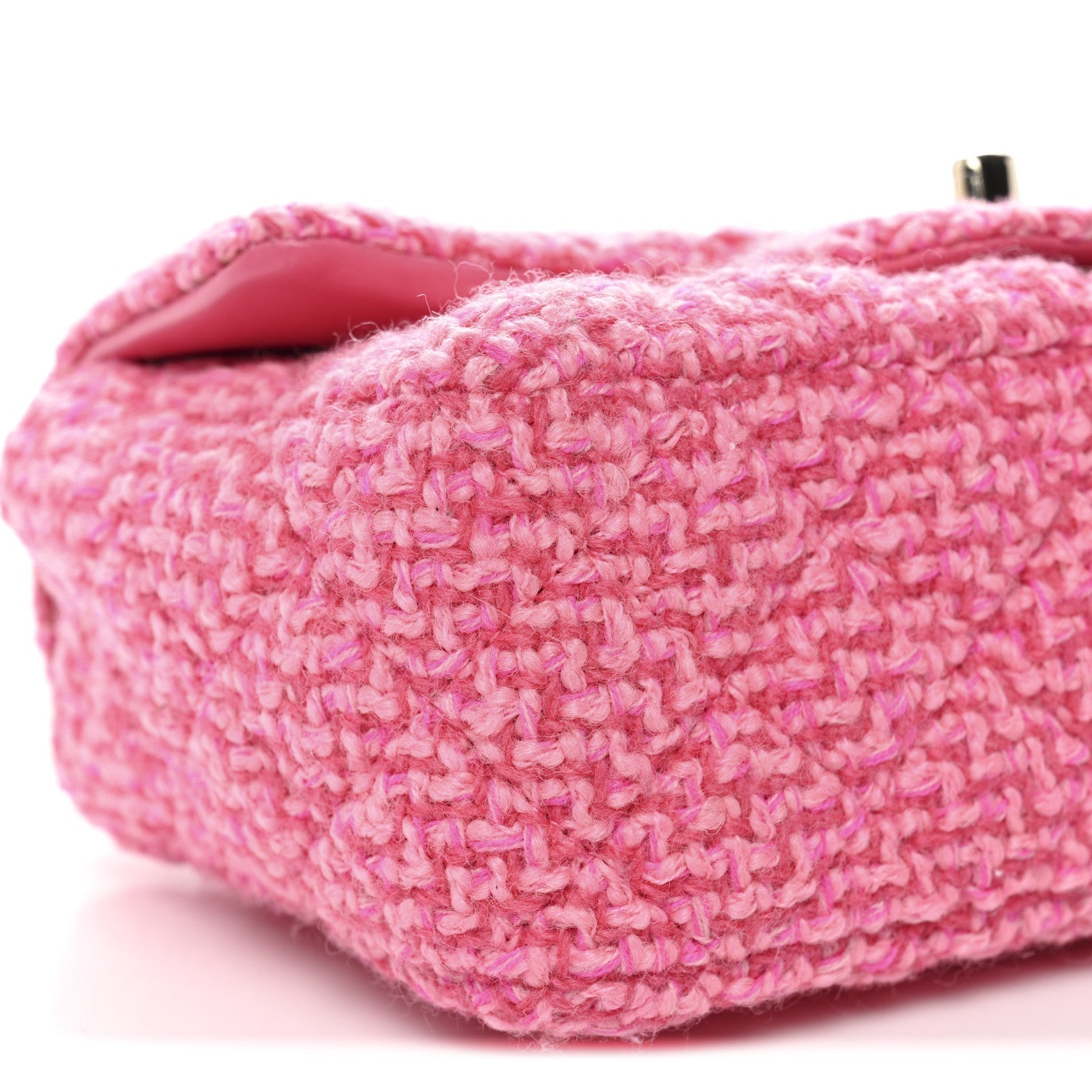 Wool Tweed Quilted Mini Rectangular Flap Dark Pink Fuchsia