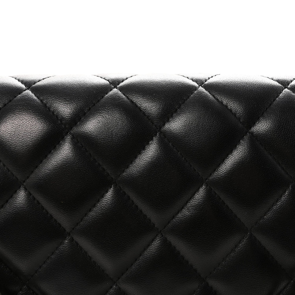 Lambskin Quilted Maxi Double Flap Black