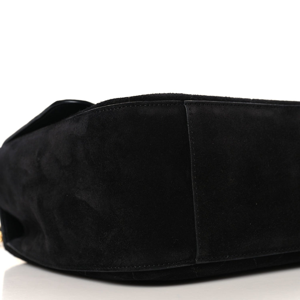 Suede Calfskin Small Souplissimo Maxi Flap Black