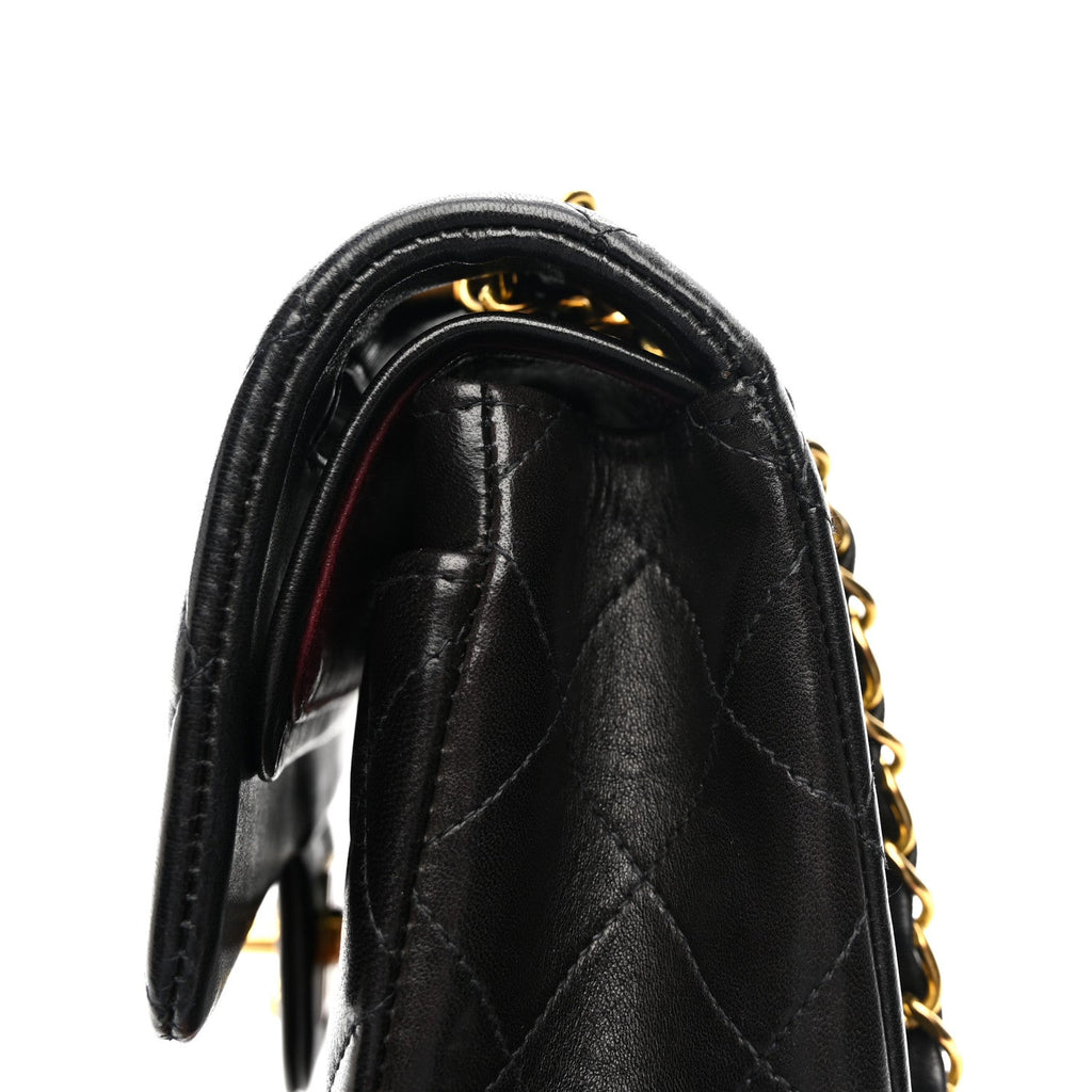 Lambskin Quilted Small Double Flap Black