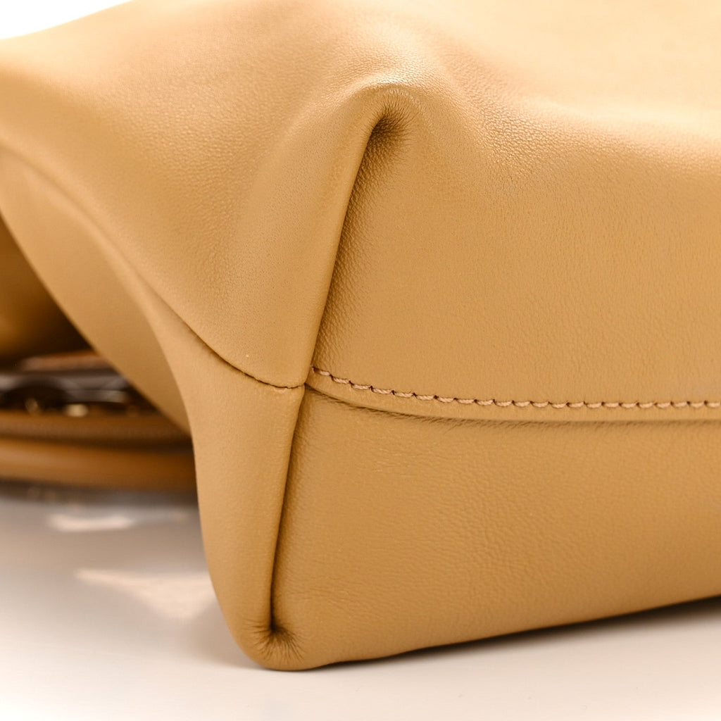 Mellow Nappa Donut Chain Large Flamenco Knot Clutch  Sahara