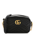 Calfskin Matelasse Mini GG Marmont Chain Shoulder Bag Black