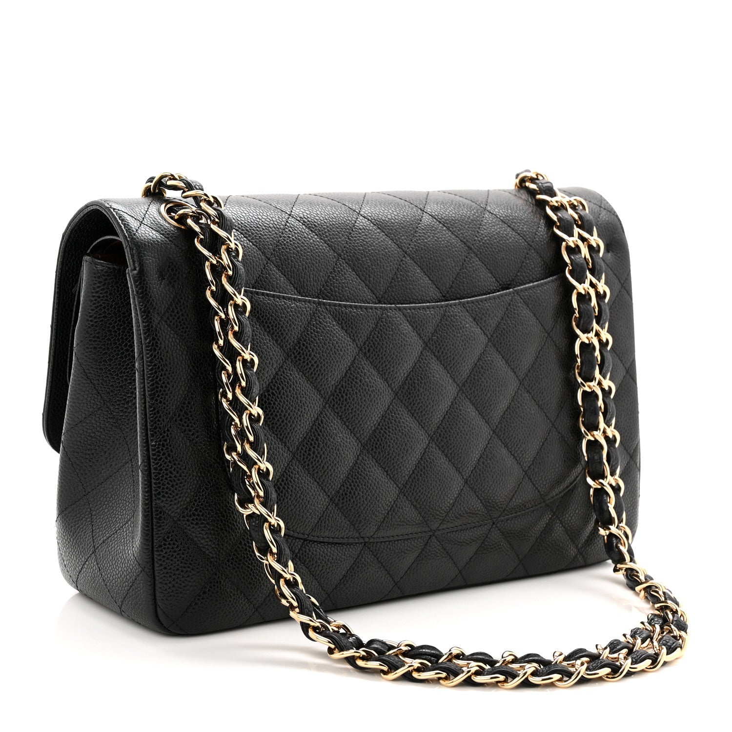Caviar Quilted Jumbo Double Flap Black