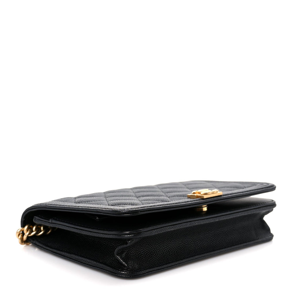 Caviar Quilted Boy Wallet On Chain WOC Black