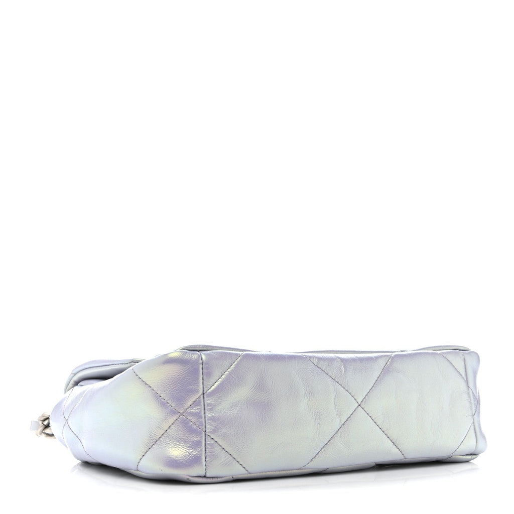 Iridescent Calfskin Quilted Medium Chanel 19 Flap Light Purple Blue