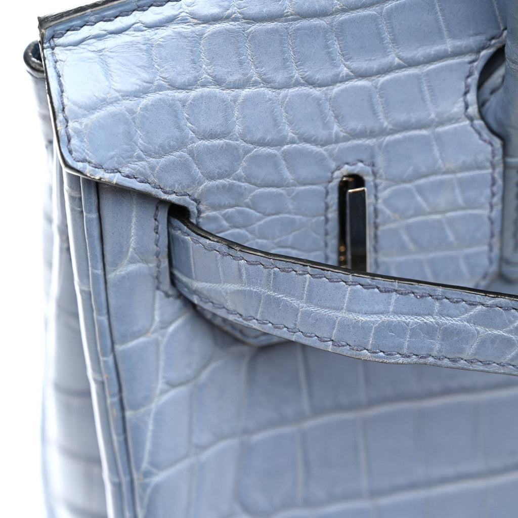 Matte Porosus Crocodile Birkin 30 Bleu Brighton