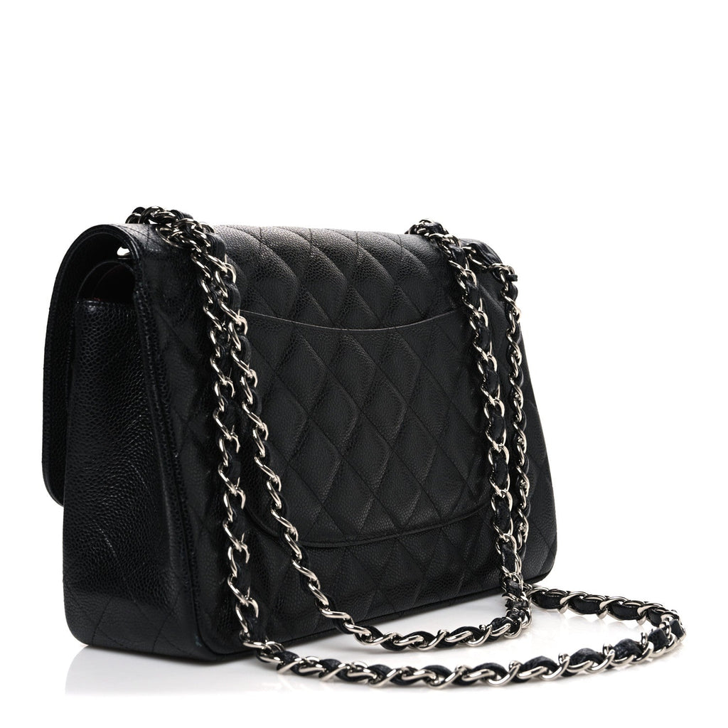 Caviar Quilted Jumbo Double Flap Black