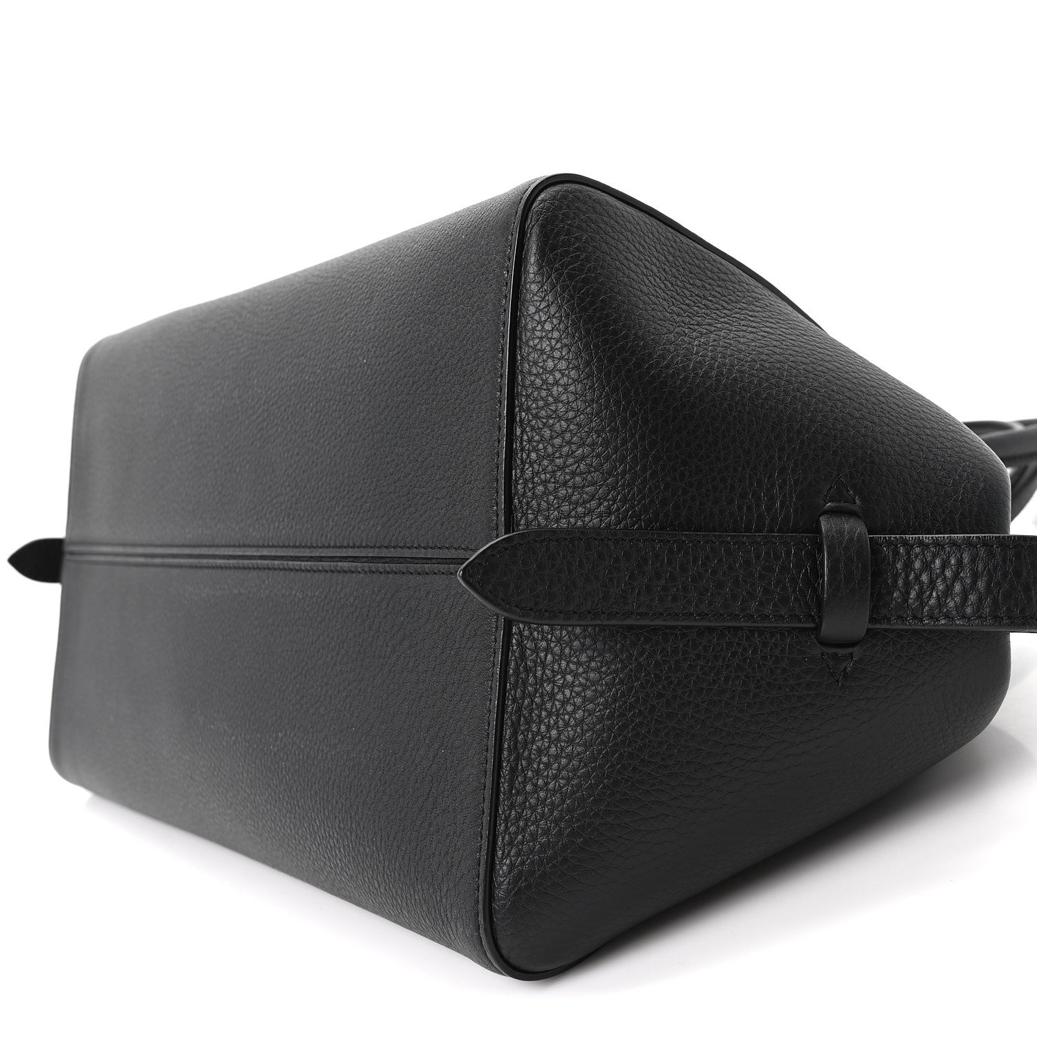 Grained Calfskin East West Bowling Bag Black
