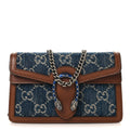 New Denim GG Monogram Dollar Calfskin Enamel Super Mini Dionysus Shoulder Bag Blue Tea Cuir Epilog Electric Blue