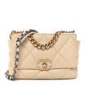 Lambskin Quilted Medium Chanel 19 Flap Light Beige