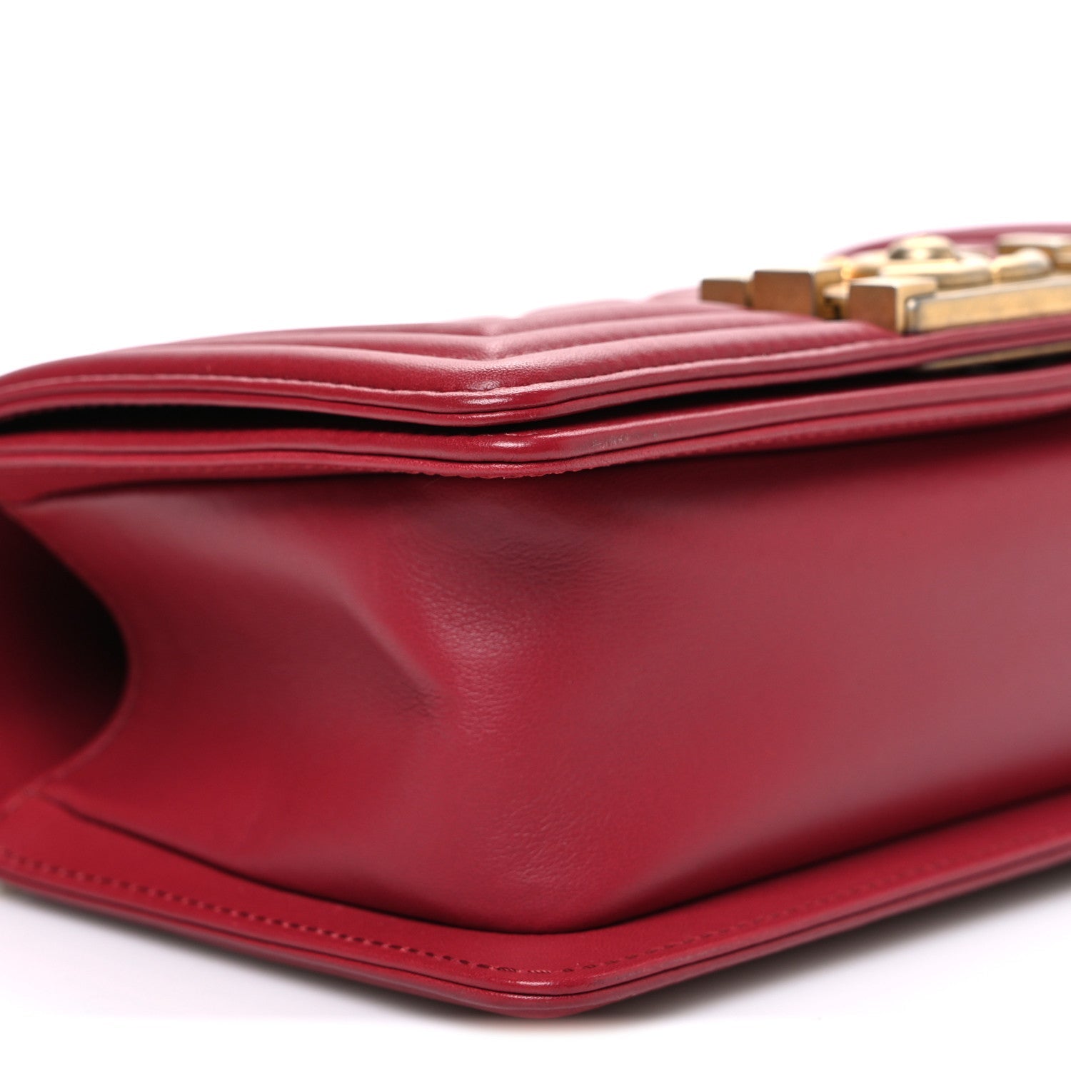 Lambskin Quilted Small Boy Flap Dark Red
