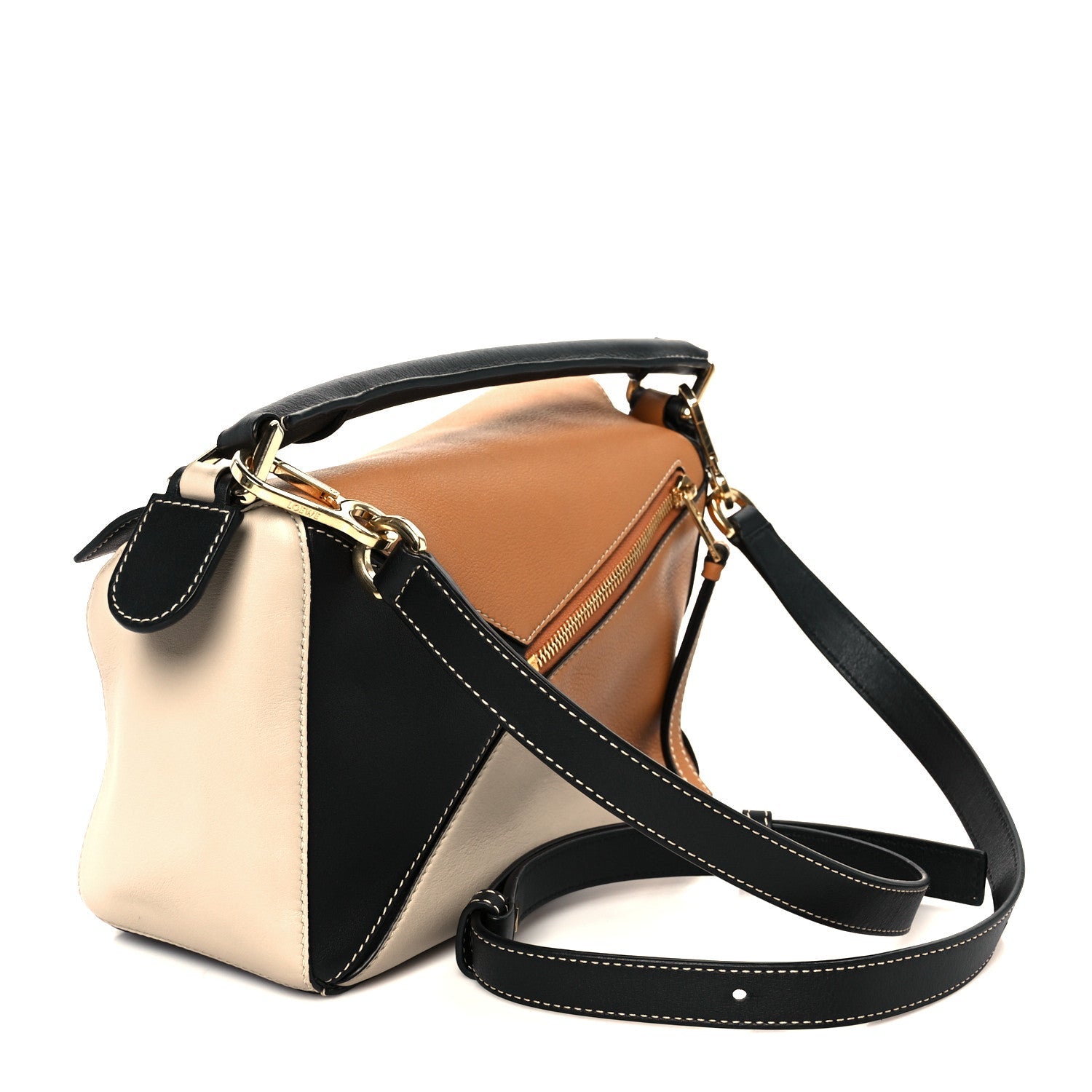 Calfskin Small Puzzle Bag Amber Light Oat Black