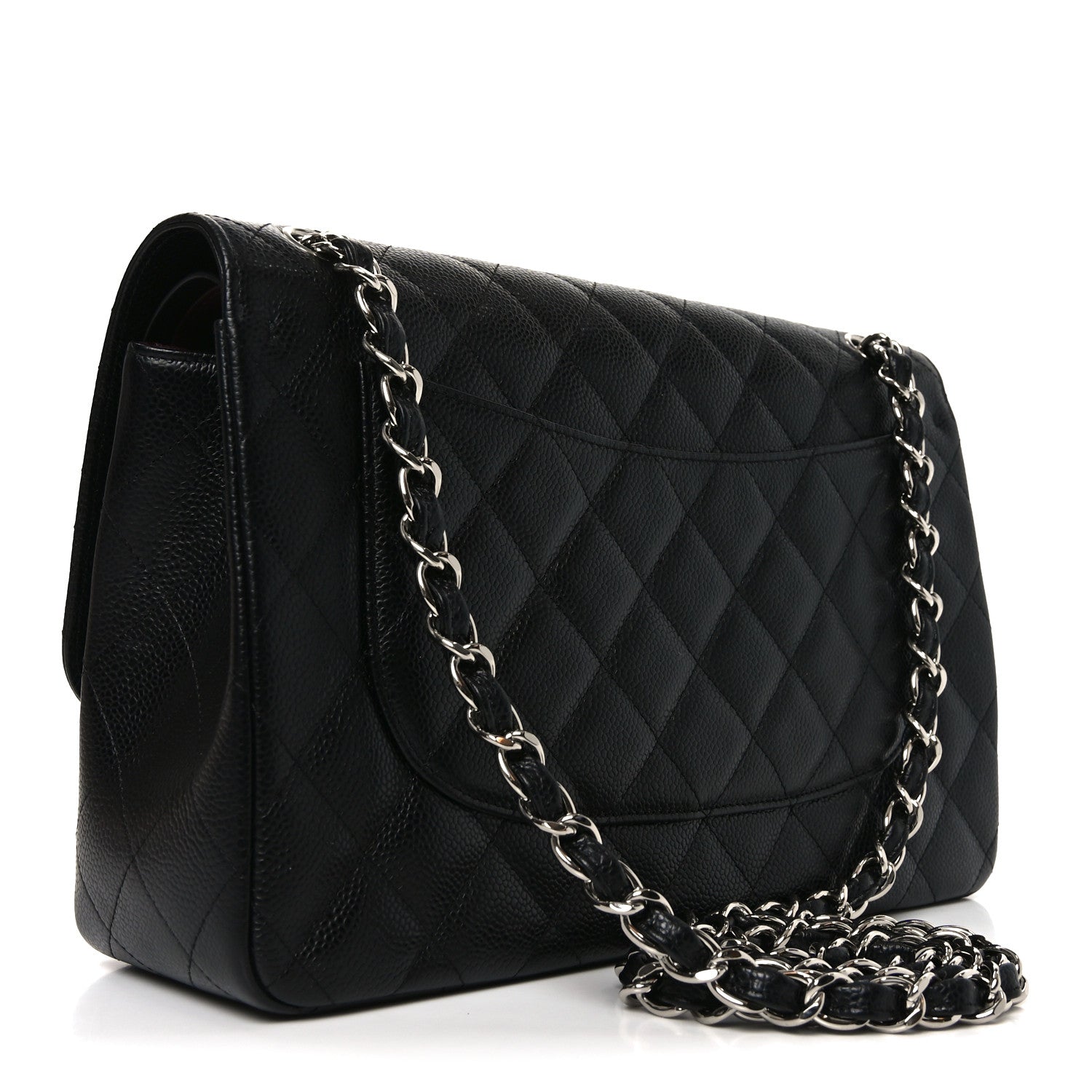 Caviar Quilted Jumbo Double Flap Black