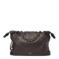 Mellow Nappa Donut Chain Large Flamenco Knot Clutch Dark Brownie