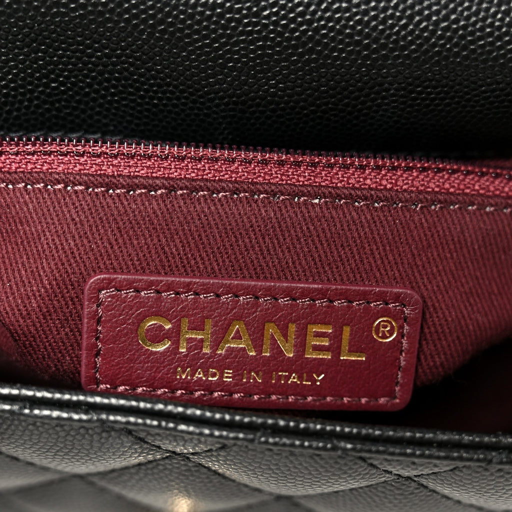 Caviar Quilted Mini Coco Handle Flap Black