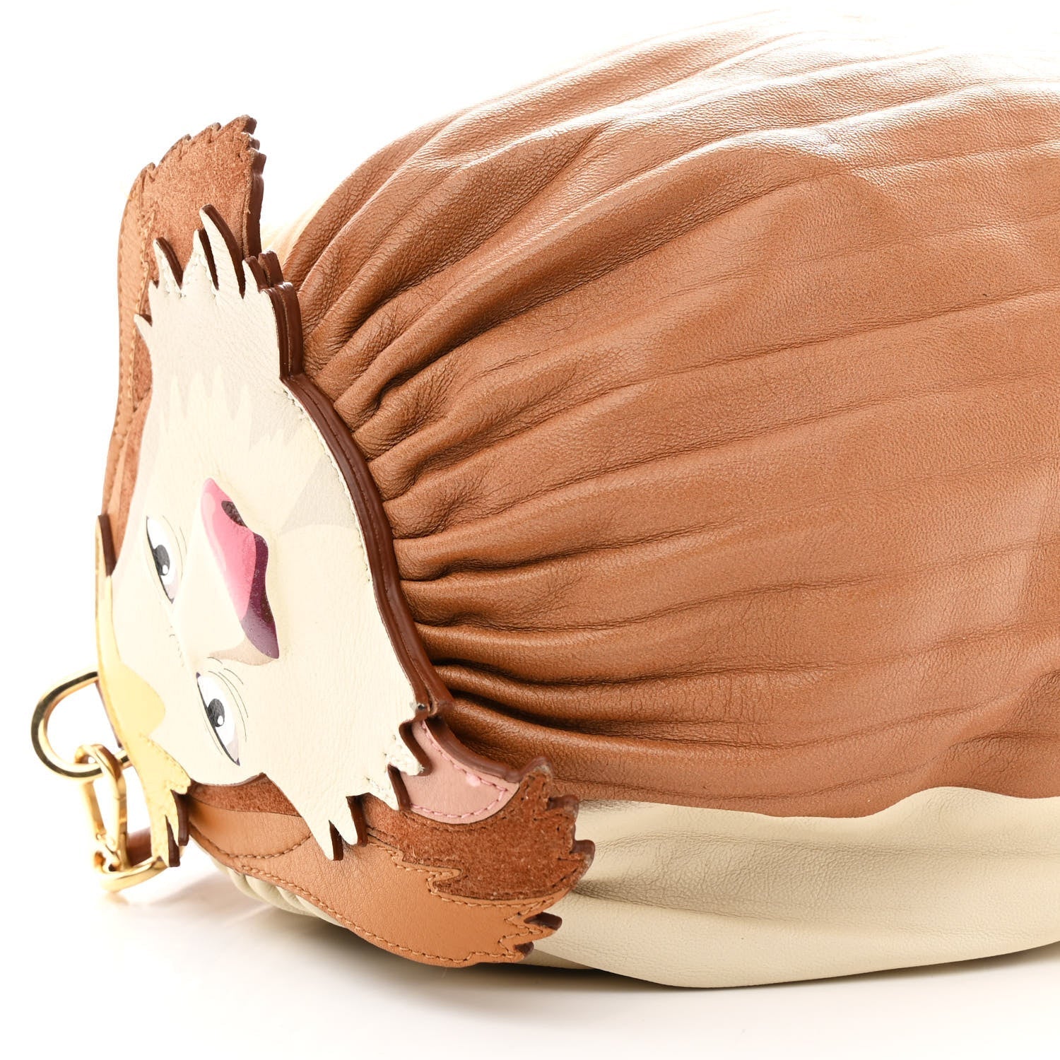X HOWLS MOVING CASTLE Lambskin Pleated Heen Bracelet Pouch Shoulder Bag Rust